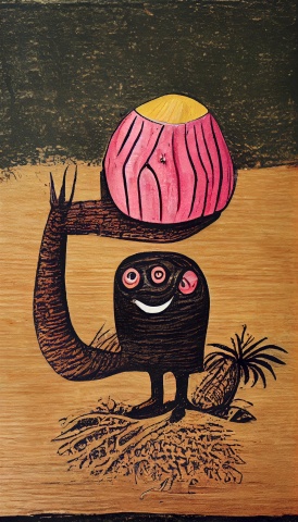 Dusjagr little monster coconut shell on the hill with pink eyes 53e7f104-81f6-425e-8f5c-e6c7f8084688.jpg